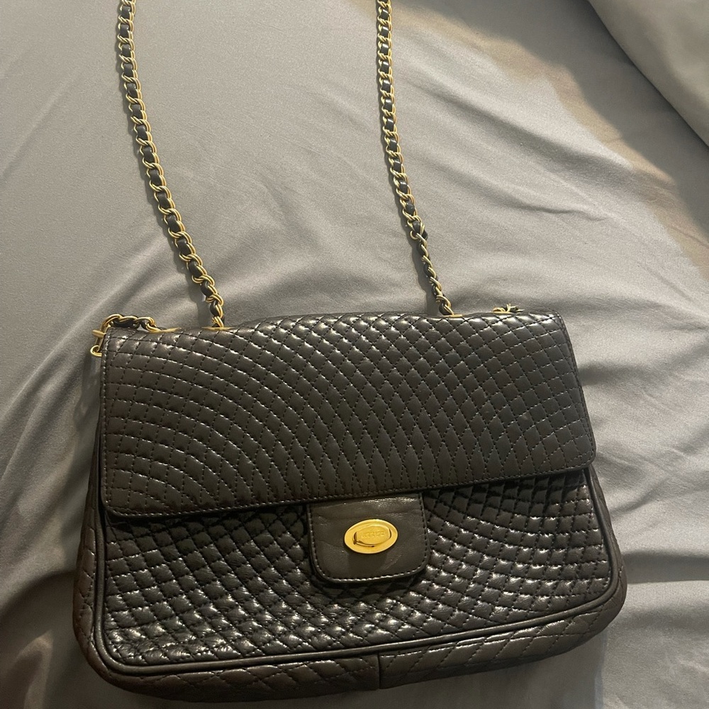 black leather purse